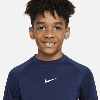 Nike Pro Playera de manga larga Dri-FIT para niño talla grande