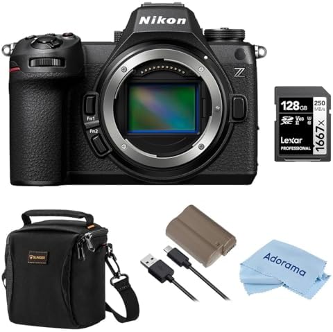 Nikon Z6III Mirrorless Camera  Bundle with Silver Series 128GB UHS II SDXC Memory Card  EN EL15c Lithium Ion Battery  Alpine 120 Shoulder Bag  Cleaning Cloth