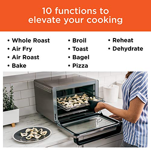 Ninja Air Fryer & Toaster Oven   Foodi Series  XL Pro Air Oven Kitchen Countertop Convection   10 in 1 Functions   Fits a 5 lb Chicken & Sheet Pan of Vegetables   1800 Watts   Stainless Steel   DT201