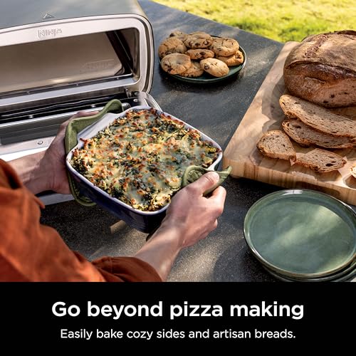 Ninja Artisan Outdoor Pizza Oven  12 inch  3 minute Pizza  Neapolitan  Thin Crust  New York Chicago  Custom  700F Max Temperature  Electric Heat  Bake  Broil  Proof  Warm  MO201