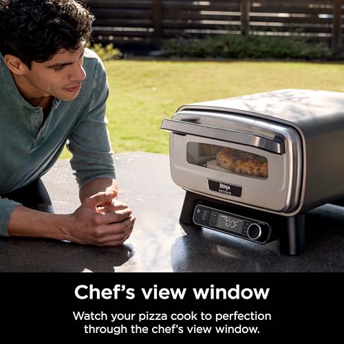 Ninja Artisan Outdoor Pizza Oven  12 inch  3 minute Pizza  Neapolitan  Thin Crust  New York Chicago  Custom  700F Max Temperature  Electric Heat  Bake  Broil  Proof  Warm  MO201