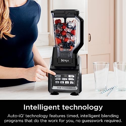 Ninja BL642 Nutri Ninja Personal & Countertop Blender with 1200W Auto iQ Base  72 oz  Pitcher  and 18  24  & 32 oz  To Go Cups with Spout Lids  For Smoothies  Shakes & More  Dishwasher Safe  Black