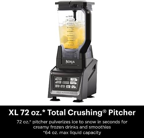 Ninja BL642 Nutri Ninja Personal & Countertop Blender with 1200W Auto iQ Base  72 oz  Pitcher  and 18  24  & 32 oz  To Go Cups with Spout Lids  For Smoothies  Shakes & More  Dishwasher Safe  Black