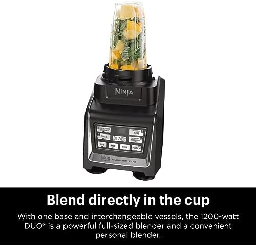 Ninja BL642 Nutri Ninja Personal & Countertop Blender with 1200W Auto iQ Base  72 oz  Pitcher  and 18  24  & 32 oz  To Go Cups with Spout Lids  For Smoothies  Shakes & More  Dishwasher Safe  Black
