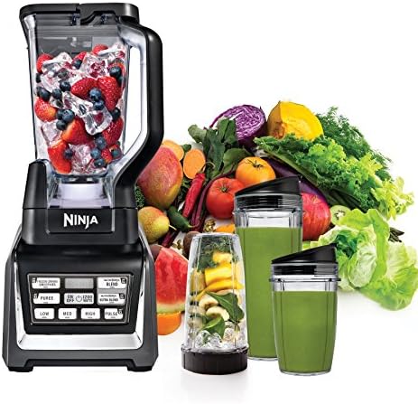 Ninja BL642 Nutri Ninja Personal & Countertop Blender with 1200W Auto iQ Base  72 oz  Pitcher  and 18  24  & 32 oz  To Go Cups with Spout Lids  For Smoothies  Shakes & More  Dishwasher Safe  Black