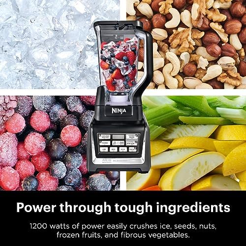 Ninja BL642 Nutri Ninja Personal & Countertop Blender with 1200W Auto iQ Base  72 oz  Pitcher  and 18  24  & 32 oz  To Go Cups with Spout Lids  For Smoothies  Shakes & More  Dishwasher Safe  Black