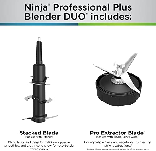 Ninja BN751 Professional Plus DUO Blender  1400 Peak Watts  3 Auto IQ Programs for Smoothies  Frozen Drinks & Nutrient Extractions  72 oz  Total Crushing Pitcher &  2  24 oz  To Go Cups  Black