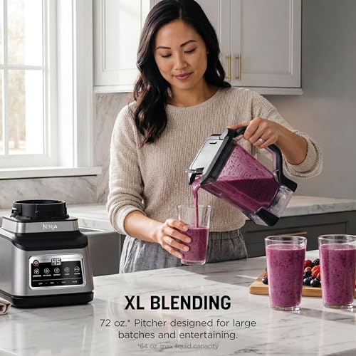 Ninja BN801 Professional Plus Kitchen System  1400 WP  5 Functions for Smoothies  Chopping  Dough & More with Auto IQ  72 oz   Blender Pitcher  64 oz  Processor Bowl   2  24 oz  To Go Cups  Grey