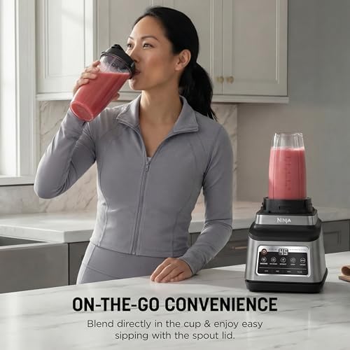 Ninja BN801 Professional Plus Kitchen System  1400 WP  5 Functions for Smoothies  Chopping  Dough & More with Auto IQ  72 oz   Blender Pitcher  64 oz  Processor Bowl   2  24 oz  To Go Cups  Grey
