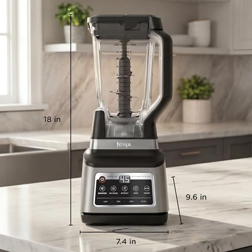 Ninja BN801 Professional Plus Kitchen System  1400 WP  5 Functions for Smoothies  Chopping  Dough & More with Auto IQ  72 oz   Blender Pitcher  64 oz  Processor Bowl   2  24 oz  To Go Cups  Grey