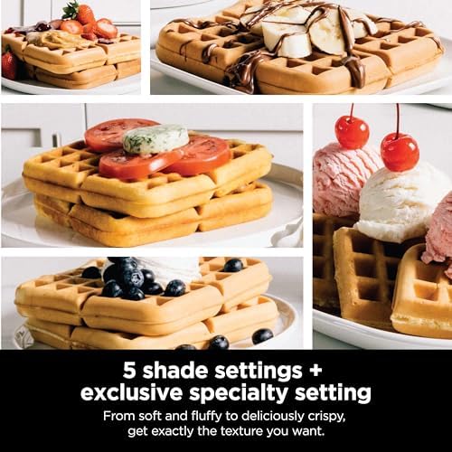 Ninja Belgian Waffle Maker Pro   Vertical Design   5 Shade Settings with Precision Pour Cup & Chef curated Recipe Guide   Black & Silver   BW1001