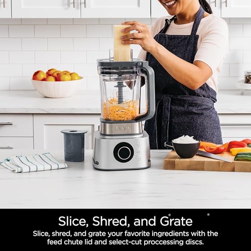 Ninja Combinación de licuadora y procesador de alimentos, sistema de licuadora Foodi Power para batidos, cuencos, untables y batidos, 6 funciones, jarra de 72 onzas, tazas para llevar, plata, SS401