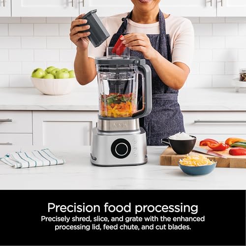 Ninja Combinación de licuadora y procesador de alimentos, sistema de licuadora Foodi Power para batidos, cuencos, untables y batidos, 6 funciones, jarra de 72 onzas, tazas para llevar, plata, SS401