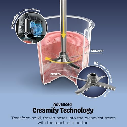 Ninja CREAMi Deluxe Ice Cream Maker   11 in 1 Create Frozen Desserts  Sorbet  Milkshakes  Yogurt & More   Includes 2 Dishwasher Safe XL 24 Oz  Tubs with storage lids   Blue   NC501ND