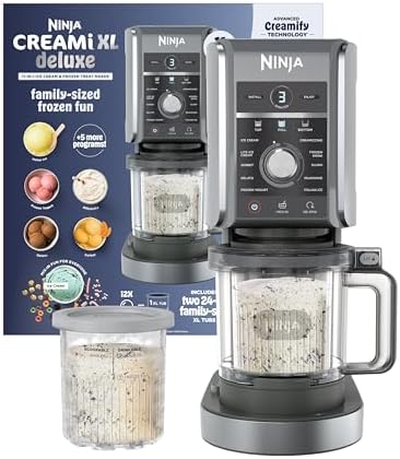 Ninja CREAMi Deluxe Ice Cream Maker   11 in 1 Create Frozen Desserts  Sorbet  Milkshakes  Yogurt & More   Includes 2 Dishwasher Safe XL 24 Oz  Tubs with storage lids   Blue   NC501ND
