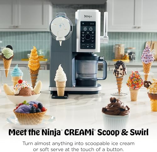 Ninja CREAMi Scoop & Swirl Ice Cream Maker  Soft Serve Desserts  Sorbet  Milkshakes  Frozen Yogurt and More  13 in 1 Programs  Includes Handle and Two 16 oz 2 in 1 Pints  NC701