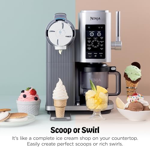 Ninja CREAMi Scoop & Swirl Ice Cream Maker  Soft Serve Desserts  Sorbet  Milkshakes  Frozen Yogurt and More  13 in 1 Programs  Includes Handle and Two 16 oz 2 in 1 Pints  NC701