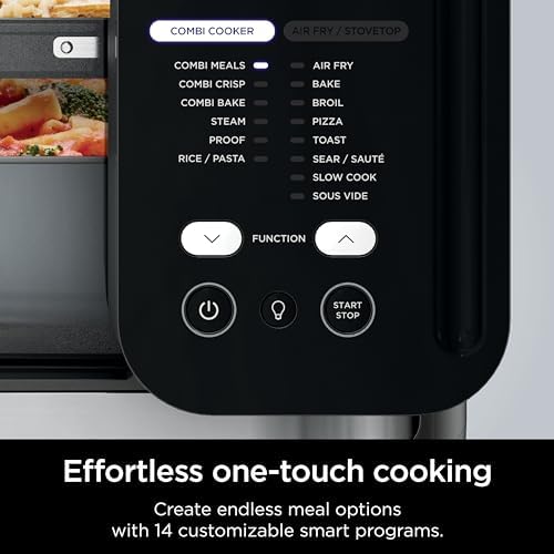 Ninja Combi All in One Multicooker  Oven  & Air Fryer  Complete Meals in 15 Mins  14 in 1 Functions  Combi Cooker   Air Fry  Bake  Roast  Slow Cook and More  3 Accessories  Stainless Steel  SFP701