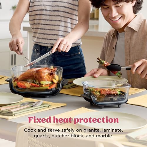 Ninja Crispi 4 in 1 Portable Glass Air Fryer Cooking System  1500W  4QT & 6 Cup TempWare Glass Containers with Storage Lids  Microwave  Freezer & Dishwasher Safe  Cyberspace Gray  FN101GY