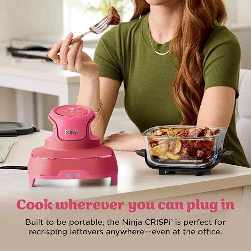 Ninja Crispi 4 in 1 Portable Glass Air Fryer Cooking System  1500W  4QT & 6 Cup TempWare Glass Containers with Storage Lids  Microwave  Freezer & Dishwasher Safe  Cyberspace Gray  FN101GY