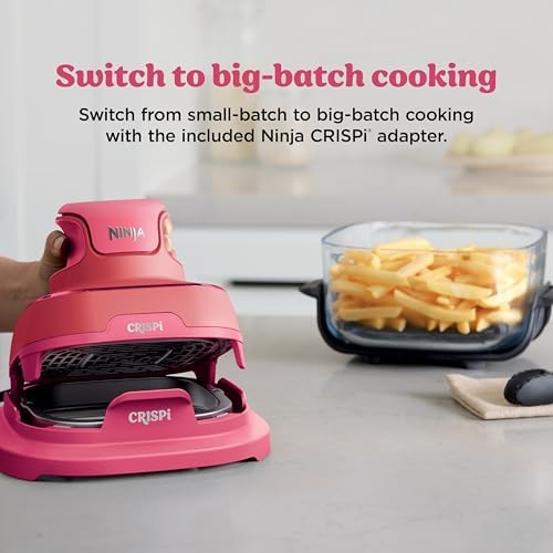 Ninja Crispi 4 in 1 Portable Glass Air Fryer Cooking System  1500W  4QT & 6 Cup TempWare Glass Containers with Storage Lids  Microwave  Freezer & Dishwasher Safe  Cyberspace Gray  FN101GY