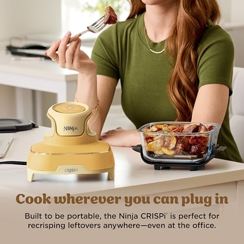 Ninja Crispi 4 in 1 Portable Glass Air Fryer Cooking System  1500W  4QT & 6 Cup TempWare Glass Containers with Storage Lids  Microwave  Freezer & Dishwasher Safe  Cyberspace Gray  FN101GY