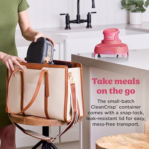 Ninja Crispi 4 in 1 Portable Glass Air Fryer Cooking System  1500W  4QT & 6 Cup TempWare Glass Containers with Storage Lids  Microwave  Freezer & Dishwasher Safe  Cyberspace Gray  FN101GY