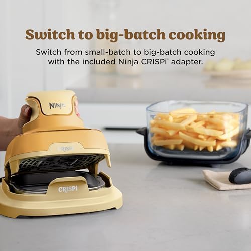 Ninja Crispi 4 in 1 Portable Glass Air Fryer Cooking System  1500W  4QT & 6 Cup TempWare Glass Containers with Storage Lids  Microwave  Freezer & Dishwasher Safe  Cyberspace Gray  FN101GY