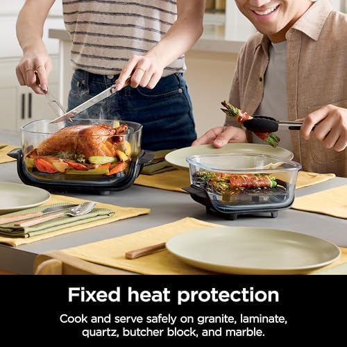 Ninja Crispi 4 in 1 Portable Glass Air Fryer Cooking System  1500W  4QT & 6 Cup TempWare Glass Containers with Storage Lids  Microwave  Freezer & Dishwasher Safe  Cyberspace Gray  FN101GY