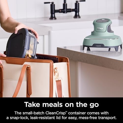 Ninja Crispi 4 in 1 Portable Glass Air Fryer Cooking System  1500W  4QT & 6 Cup TempWare Glass Containers with Storage Lids  Microwave  Freezer & Dishwasher Safe  Cyberspace Gray  FN101GY