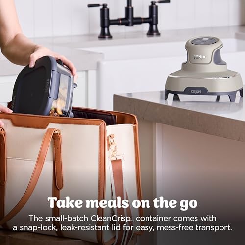 Ninja Crispi 4 in 1 Portable Glass Air Fryer Cooking System  1500W  4QT & 6 Cup TempWare Glass Containers with Storage Lids  Microwave  Freezer & Dishwasher Safe  Cyberspace Gray  FN101GY