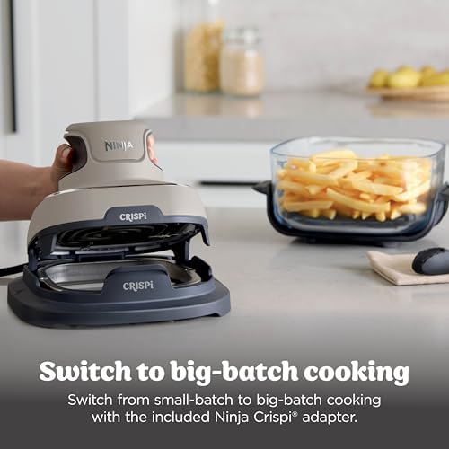 Ninja Crispi 4 in 1 Portable Glass Air Fryer Cooking System  1500W  4QT & 6 Cup TempWare Glass Containers with Storage Lids  Microwave  Freezer & Dishwasher Safe  Cyberspace Gray  FN101GY