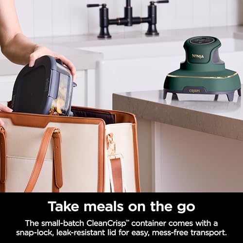 Ninja Crispi 4 in 1 Portable Glass Air Fryer Cooking System  1500W  4QT & 6 Cup TempWare Glass Containers with Storage Lids  Microwave  Freezer & Dishwasher Safe  Cyberspace Gray  FN101GY