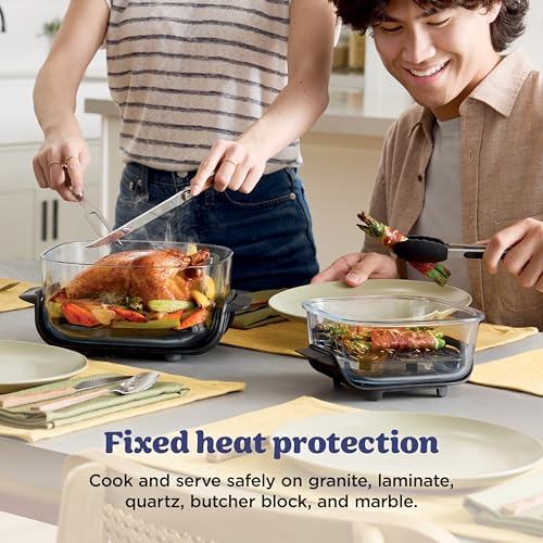 Ninja Crispi 4 in 1 Portable Glass Air Fryer Cooking System  1500W  4QT & 6 Cup TempWare Glass Containers with Storage Lids  Microwave  Freezer & Dishwasher Safe  Cyberspace Gray  FN101GY