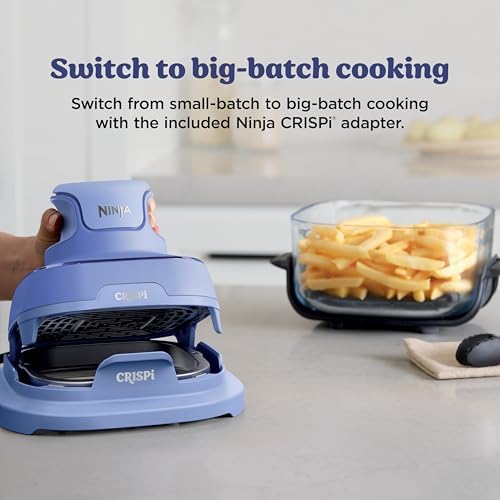 Ninja Crispi 4 in 1 Portable Glass Air Fryer Cooking System  1500W  4QT & 6 Cup TempWare Glass Containers with Storage Lids  Microwave  Freezer & Dishwasher Safe  Cyberspace Gray  FN101GY