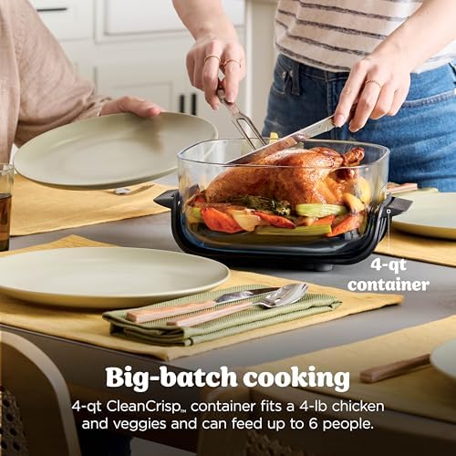 Ninja Crispi 4 in 1 Glass Air Fryer   450 F   Non Toxic   4QT & 6 Cup Glass Containers w/Lids   Microwave  Freezer  Dishwasher Safe   Max Crisp  Air Fry  Bake  Recrisp   Cyberspace Gray  FN101GY