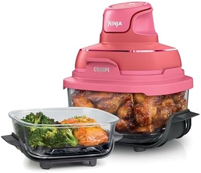 Ninja Crispi 4 in 1 Glass Air Fryer   450 F   Non Toxic   4QT & 6 Cup Glass Containers w/Lids   Microwave  Freezer  Dishwasher Safe   Max Crisp  Air Fry  Bake  Recrisp   Cyberspace Gray  FN101GY
