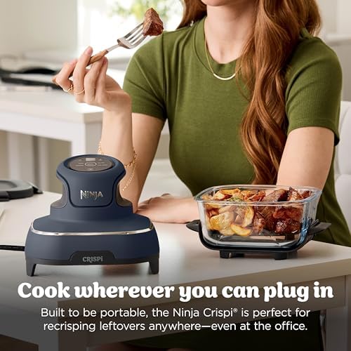 Ninja Crispi 4 in 1 Glass Air Fryer   450 F   Non Toxic   4QT & 6 Cup Glass Containers w/Lids   Microwave  Freezer  Dishwasher Safe   Max Crisp  Air Fry  Bake  Recrisp   Cyberspace Gray  FN101GY