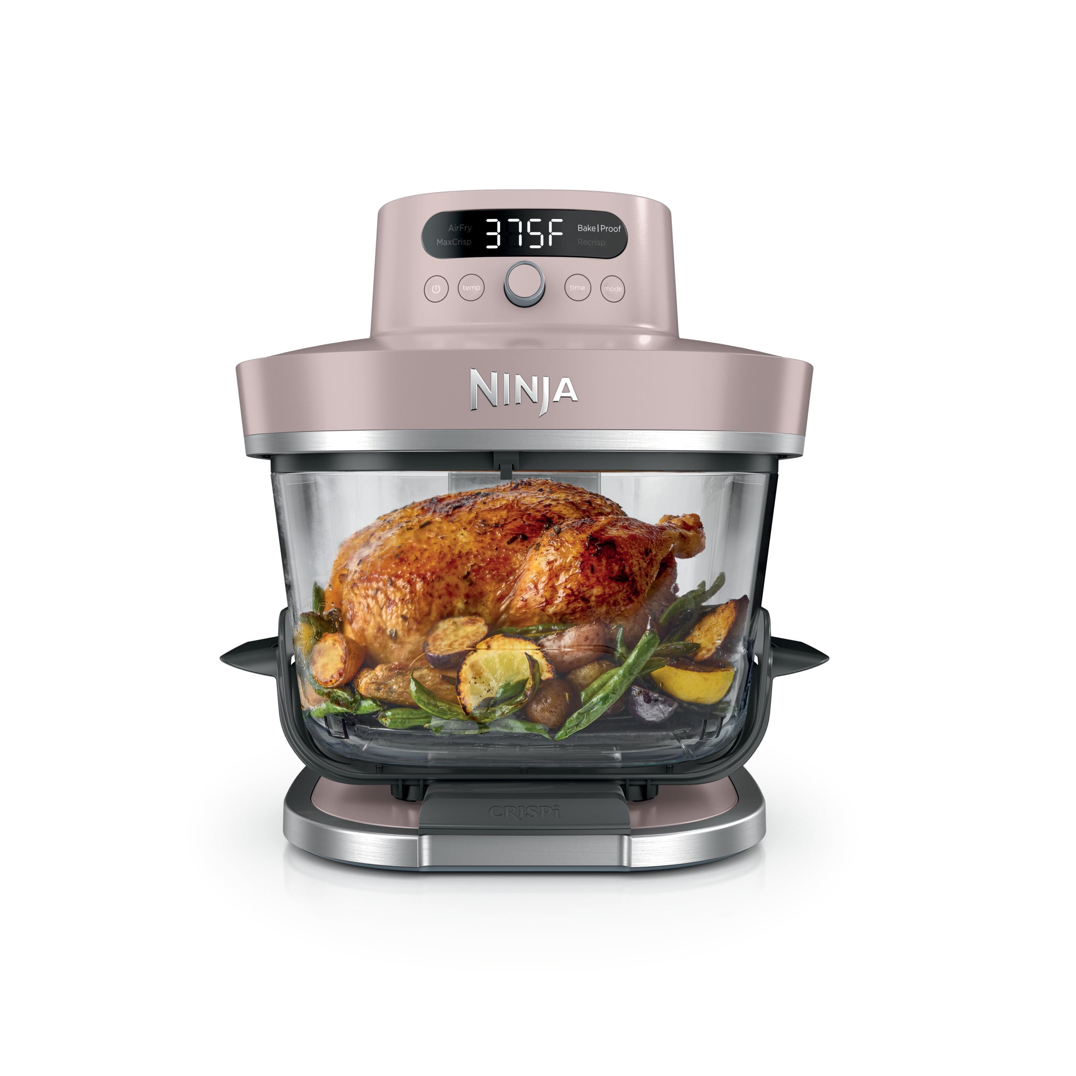 Ninja Crispi Pro 4 in 1 Glass Air Fryer  4 Qt Glass Container with Lid  4 Functions  Air Fry  Bake/Proof  Recrisp  and Dehydrate  Dishwasher Safe  AS100PK1 Pink