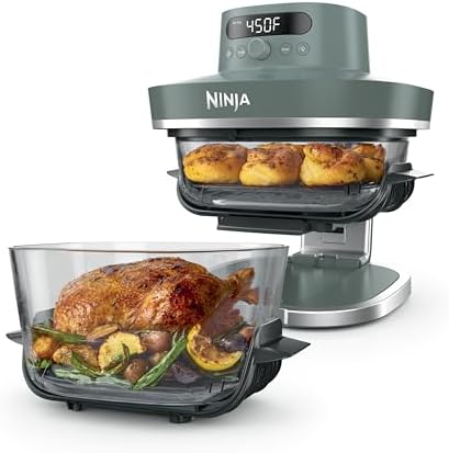 Ninja Crispi Pro 6 in 1 Glass Air Fryer   450 F  Nontoxic  6qt & 2 5qt Containers & Lids   Microwave  Freezer  Dishwasher Safe   Max Crisp  Air Fry  Bake  Roast  Recrisp  Dehydrate   Ash Grey  AS101DG