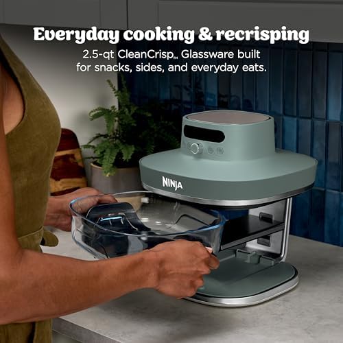 Ninja Crispi Pro 6 in 1 Glass Air Fryer   450 F  Nontoxic  6qt & 2 5qt Containers & Lids   Microwave  Freezer  Dishwasher Safe   Max Crisp  Air Fry  Bake  Roast  Recrisp  Dehydrate   Ash Grey  AS101DG