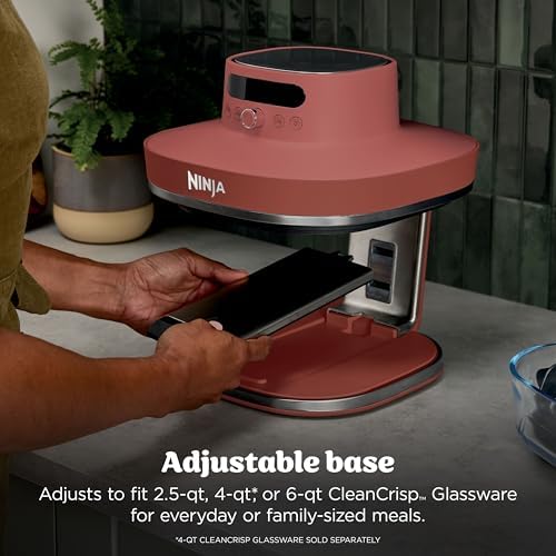 Ninja Crispi Pro 6 in 1 Glass Air Fryer   450 F  Nontoxic  6qt & 2 5qt Containers & Lids   Microwave  Freezer  Dishwasher Safe   Max Crisp  Air Fry  Bake  Roast  Recrisp  Dehydrate   Amber  AS101OR