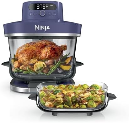 Ninja Crispi Pro 6 in 1 Glass Air Fryer   450 F  Nontoxic  6qt & 2 5qt Containers & Lids   Microwave  Freezer  Dishwasher Safe   Max Crisp  Air Fry  Bake  Roast  Recrisp  Dehydrate   Amber  AS101OR