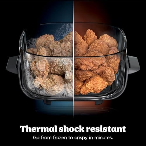 Ninja Crispi Pro 6 in 1 Glass Air Fryer   450 F  Nontoxic  6qt & 2 5qt Containers & Lids   Microwave  Freezer  Dishwasher Safe   Max Crisp  Air Fry  Bake  Roast  Recrisp  Dehydrate  Cyberspace AS101CY
