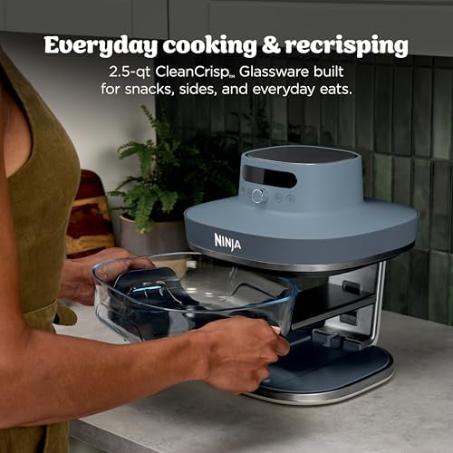 Ninja Crispi Pro 6 in 1 Glass Air Fryer   450 F  Nontoxic  6qt & 2 5qt Containers & Lids   Microwave  Freezer  Dishwasher Safe   Max Crisp  Air Fry  Bake  Roast  Recrisp  Dehydrate  Cyberspace AS101CY