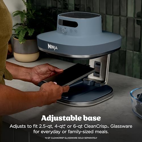 Ninja Crispi Pro 6 in 1 Glass Air Fryer   With Nontoxic  6qt & 2 5qt Containers & Lids   Microwave  Freezer  Dishwasher Safe   450 F Max Temp   1800 Watt   Cyberspace   AS101CY