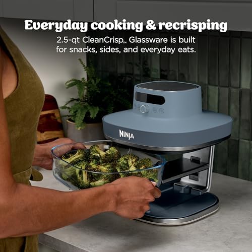 Ninja Crispi Pro 6 in 1 Glass Air Fryer   With Nontoxic  6qt & 2 5qt Containers & Lids   Microwave  Freezer  Dishwasher Safe   450 F Max Temp   1800 Watt   Cyberspace   AS101CY