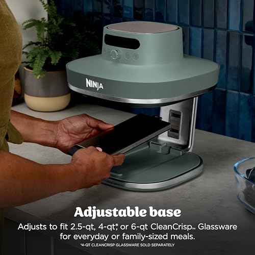 Ninja Crispi Pro 6 in 1 Glass Air Fryer   With Nontoxic  6qt & 2 5qt Containers & Lids   Microwave  Freezer  Dishwasher Safe   450 F Max Temp   1800 Watt   Ash Grey   AS101DG
