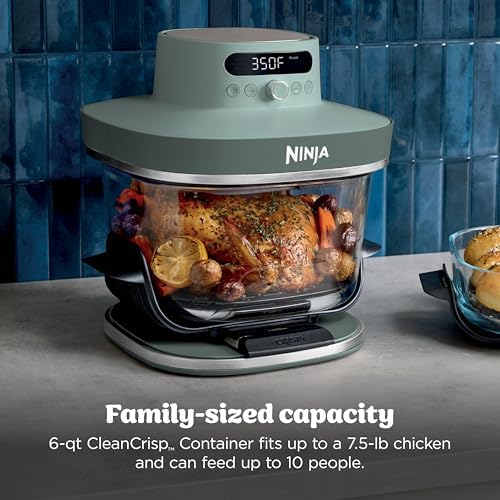 Ninja Crispi Pro 6 in 1 Glass Air Fryer   With Nontoxic  6qt & 2 5qt Containers & Lids   Microwave  Freezer  Dishwasher Safe   450 F Max Temp   1800 Watt   Ash Grey   AS101DG