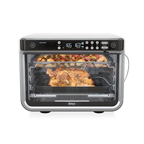 Ninja DT251 Foodi 10 in 1 Smart XL Air Fry Oven  Bake  Broil  Toast  Roast  Digital Toaster  Thermometer  True Surround Convection up to 450 F  includes 6 trays & Recipe Guide  Silver